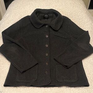 Carolyn Taylor Black Button-Front Cardigan Sweater